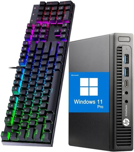 كمبيوتر HP EliteDesk 800G2 Mini PC، كمبيوتر مكتبي صغير يعمل بنظام التشغيل Windows 11، Intel Core i5-6500T، ذاكرة وصول عشوائي سعتها 8 جيجابايت، محرك أقراص SSD سعة 256 جيجابايت، لوحة مفاتيح وماوس (متجدد) in Saudi Arabia