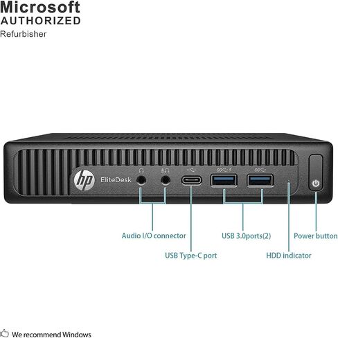 كمبيوتر HP EliteDesk 800G2 Mini PC، كمبيوتر مكتبي صغير يعمل بنظام التشغيل Windows 11، Intel Core i5-6500T، ذاكرة وصول عشوائي سعتها 8 جيجابايت، محرك أقراص SSD سعة 256 جيجابايت، لوحة مفاتيح وماوس (متجدد) in Saudi Arabia