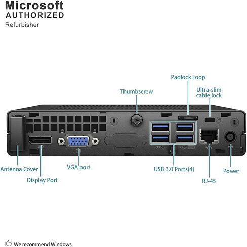كمبيوتر HP EliteDesk 800G2 Mini PC، كمبيوتر مكتبي صغير يعمل بنظام التشغيل Windows 11، Intel Core i5-6500T، ذاكرة وصول عشوائي سعتها 8 جيجابايت، محرك أقراص SSD سعة 256 جيجابايت، لوحة مفاتيح وماوس (متجدد) in Saudi Arabia