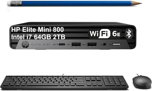 HP Elite Mini 800 G9 Business Desktop PC (Intel 20-Core i7-14700T, 32GB DDR5 RAM, 1TB SSD, UHD Graphics 770), MFF, 2X DP Ports, HDMI, Max to 3 Displays, USB-C, RJ-45, Wi-Fi 6E, Bluetooth, Win 11 Pro in Saudi Arabia