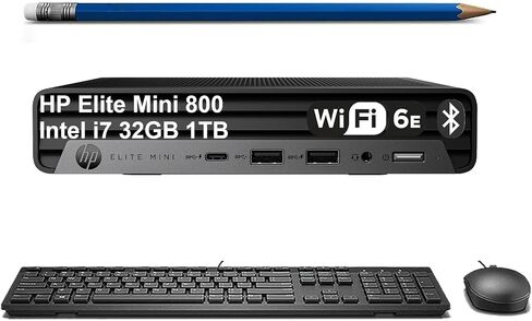 HP Elite Mini 800 G9 Business Desktop PC (Intel 20-Core i7-14700T, 32GB DDR5 RAM, 1TB SSD, UHD Graphics 770), MFF, 2X DP Ports, HDMI, Max to 3 Displays, USB-C, RJ-45, Wi-Fi 6E, Bluetooth, Win 11 Pro in Saudi Arabia