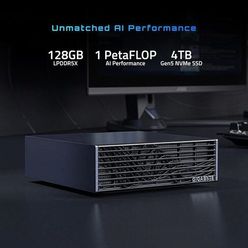 GIGABYTE AI TOP Atom Personal AI Supercomputer, Arm Cortex-X295 + Cortex A725, NVIDIA® Blackwell Architecture, 128GB LPDDR5X, 4TB PCIe 5.0 NVMe SSD, NVIDIA DGX™ OS, Black in Saudi Arabia