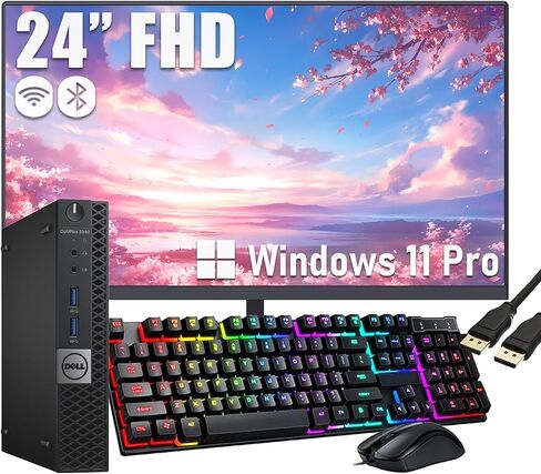 Dell Optiplex 3040 Micro Mini Desktop Computer PC with 24" Monitor, Quad-Core i5-6500, 8GB RAM, 256GB SSD, WiFi, Bluetooth, Keyboard & Mouse, Windows 11 Pro (Renewed) in Saudi Arabia