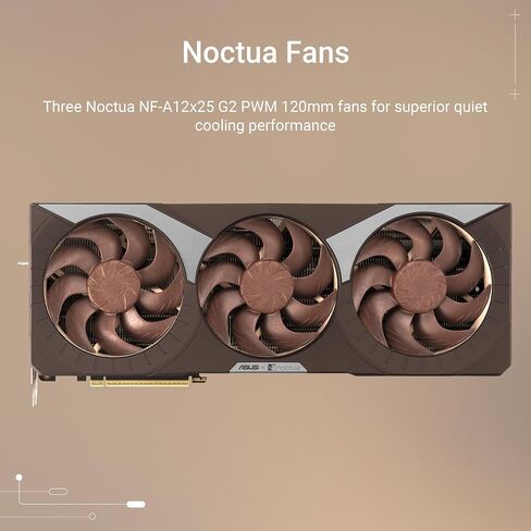 بطاقة رسومات الألعاب ASUS GeForce RTX 5080 سعة 16 جيجابايت GDDR7 Noctua OC Edition (Nvidia RTX5080، NVIDIA Blackwell، DLSS 4، PCIe 5.0، 2X HDMI 2.1b، 3X DisplayPort 2.1b، RTX5080-O16G-NOCTUA) in Saudi Arabia