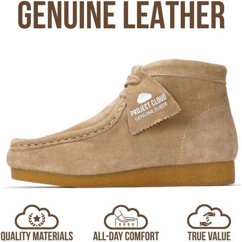 Project Cloud Kids Chukka Boots Genuine Leather Ankle Boots for Boys & Girls - Non-Slip Fall Shoes Girls Boots for Kids with Memory Foam Insole & Gum Rubber Sole Girls Shoes (LILWALLYBOOT) in Saudi Arabia