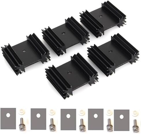 Easycargo To-220 Aluminium Heatsink, TO220 Heat Sink TO-247 Insulator Screws Mounting Kit for Cooling MOSFET SCR Power Voltage Regulator ICS 30mmx34mmx12mm (Anodized Black 5-Pack) in Saudi Arabia