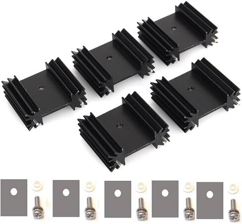 Easycargo To-220 Aluminium Heatsink, TO220 Heat Sink TO-247 Insulator Screws Mounting Kit for Cooling MOSFET SCR Power Voltage Regulator ICS 30mmx34mmx12mm (Anodized Black 5-Pack) in Saudi Arabia