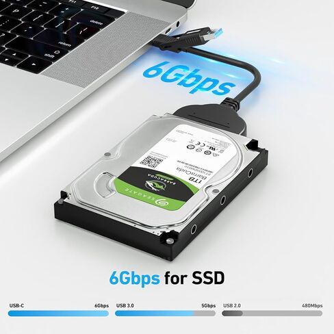 SATA to USB Cable, 2in1 USB-C/USB 3.0 to SATA III Hard Driver Adapter Compatible for 2.5 inch HDD and SSD in Saudi Arabia