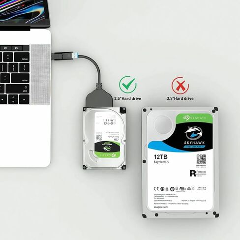 SATA to USB Cable, 2in1 USB-C/USB 3.0 to SATA III Hard Driver Adapter Compatible for 2.5 inch HDD and SSD in Saudi Arabia