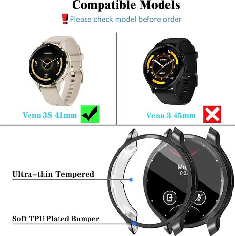حافظة حماية للشاشة مكونة من 5 قطع متوافقة مع ساعة Garmin Venu 3S الذكية، غطاء رفيع للغاية مقاوم للخدش مع زجاج مقسى للنساء والرجال in Kuwait