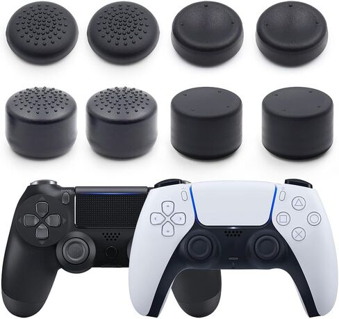 Black Premium Thumb Grips - 8PCS Enhanced Grip Caps for Controllers, Non-Slip Joystick Covers for Switch Pro, PS-5, PS-4, Improve Gaming Precision & Comfort in Saudi Arabia