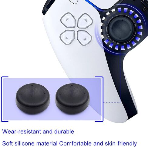 Black Premium Thumb Grips - 8PCS Enhanced Grip Caps for Controllers, Non-Slip Joystick Covers for Switch Pro, PS-5, PS-4, Improve Gaming Precision & Comfort in Saudi Arabia