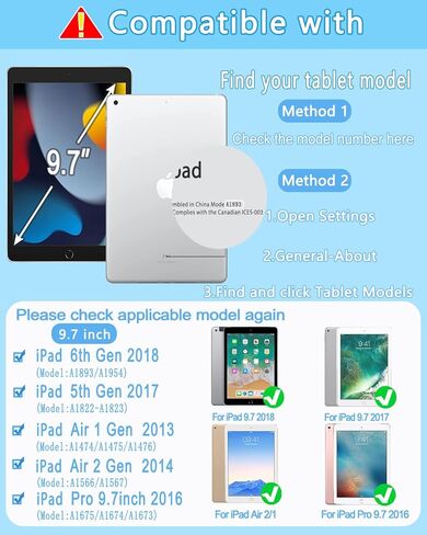 Case with Keyboard and Mouse for iPad 6th/5th Generation Air 1 2 Pro 9.7inch,7 Color Rainbow Backlight Detachable USB-C Keyboard Magnetic Case with Pen Slot for iPad 2018 2017 Purple+Mouse in Kuwait