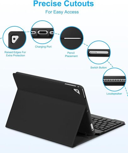 Case with Keyboard and Mouse for iPad 6th/5th Generation Air 1 2 Pro 9.7inch,7 Color Rainbow Backlight Detachable USB-C Keyboard Magnetic Case with Pen Slot for iPad 2018 2017 Purple+Mouse in Kuwait