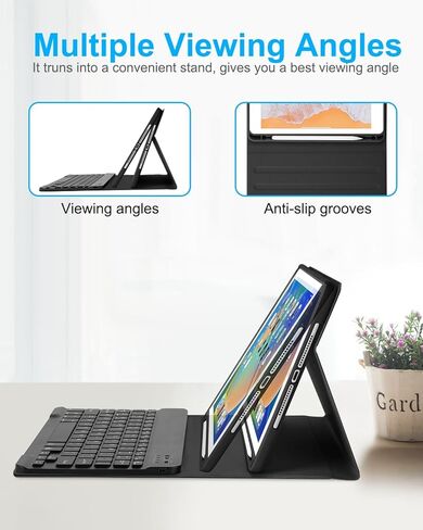 Case with Keyboard and Mouse for iPad 6th/5th Generation Air 1 2 Pro 9.7inch,7 Color Rainbow Backlight Detachable USB-C Keyboard Magnetic Case with Pen Slot for iPad 2018 2017 Purple+Mouse in Kuwait