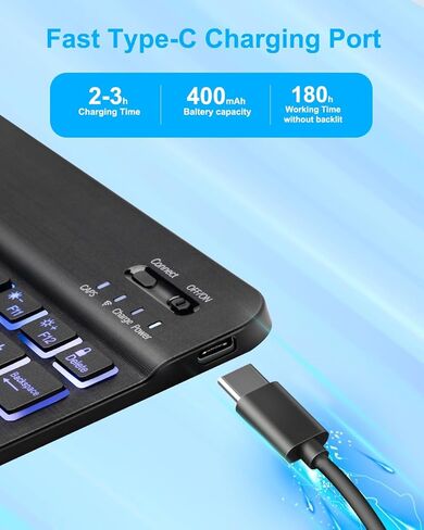 Case with Keyboard and Mouse for iPad 6th/5th Generation Air 1 2 Pro 9.7inch,7 Color Rainbow Backlight Detachable USB-C Keyboard Magnetic Case with Pen Slot for iPad 2018 2017 Purple+Mouse in Kuwait