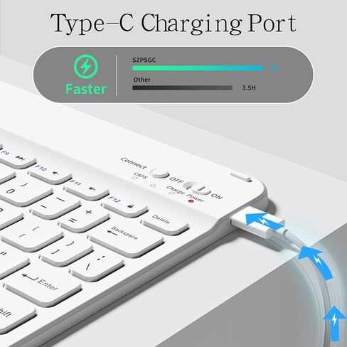 حافظة لجهاز iPad الجيل التاسع/الثامن/السابع مع لوحة مفاتيح مقاس 10.2 بوصة 2021/2020/2019، لوحة مفاتيح قابلة للفصل بإضاءة خلفية بـ 7 ألوان، غطاء حامل خلفي ناعم من مادة TPU مع فتحات قلم رصاص، أبيض in Kuwait