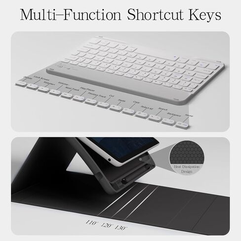 حافظة لجهاز iPad الجيل التاسع/الثامن/السابع مع لوحة مفاتيح مقاس 10.2 بوصة 2021/2020/2019، لوحة مفاتيح قابلة للفصل بإضاءة خلفية بـ 7 ألوان، غطاء حامل خلفي ناعم من مادة TPU مع فتحات قلم رصاص، أبيض in Kuwait