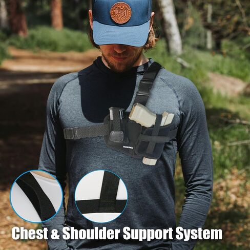 Shoulder Holster – Universal Chest Holster for Pistols, Right-Hand Fit for Men, Fits Glock 19, 1911, Sig P365, M&P Shield, S&W – for Hiking, Hunting, Outdoor Use in Saudi Arabia