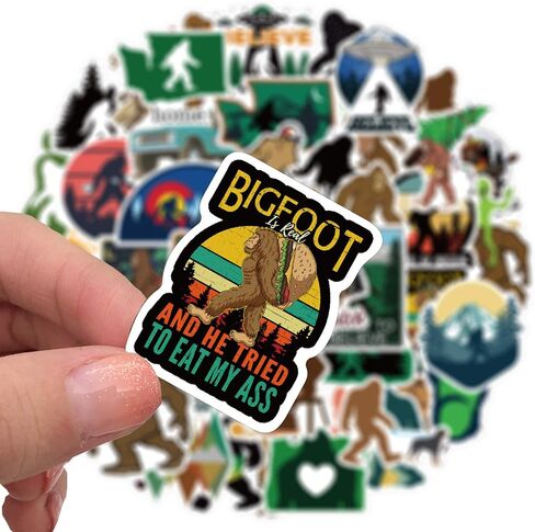 50Pcs Bigfoot Outdoor Nature Vinyls Stickers Laptop Sticker Waterproof Stickers Luggage Skateboard Water Bottle Stickers Decal Bicycle Bumper Snowboard Decorate Gift for Kid (Bigfoots) in Saudi Arabia