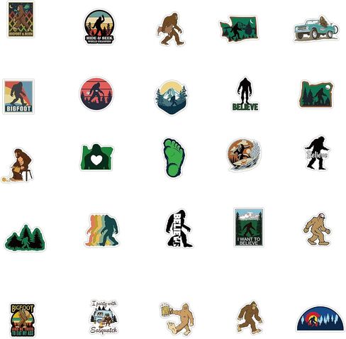 50Pcs Bigfoot Outdoor Nature Vinyls Stickers Laptop Sticker Waterproof Stickers Luggage Skateboard Water Bottle Stickers Decal Bicycle Bumper Snowboard Decorate Gift for Kid (Bigfoots) in Saudi Arabia
