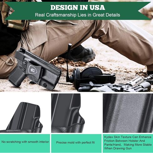WARRIORLAND IWB Kydex Holster, Select Fit for Glock 43 / 43X or Glock 43X MOS - Inside Waistband Condealed Carry Holster, Adj. Cant & Retention, Right- / Left-Hand & Optic Cut & Claw Options in Saudi Arabia