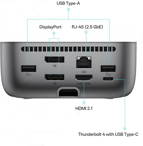 محطة إرساء HP للكمبيوتر المحمول بشاشة مزدوجة وحزمة شحن - قاعدة HP Thunderbolt 4 Ultra 100W G6 مع محول تيار متردد 100W وكابل HDMI وDP وكابل USB-C in Kuwait