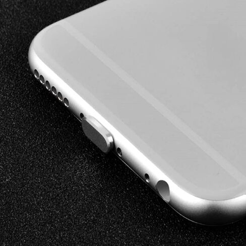 Anti Dust Plug Metal Covers Compatible with iPhone17 16 15 14 13 12 11 X XS XR 8 7 SE Mini Plus Pro Max iPad AirPods 4 Pack, Lightning Charging Port Charm Dust Protector with Plug Holder (Silver) in Saudi Arabia