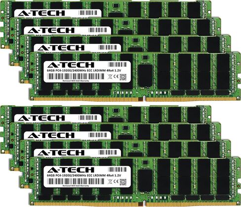 مجموعة A-Tech 512 جيجابايت (8 × 64 جيجابايت) ذاكرة الوصول العشوائي لـ Supermicro SuperBlade 420P-1C2N، 610P-1C2N، 620P-1C3N، 620P-1T3N، 7128RG-F2، 820H-420P | DDR4 2400 ميجا هرتز PC4-19200 ECC LRDIMM 4Rx4 تحميل منخفض ترقية ذاكرة الخادم in Saudi Arabia