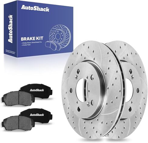 AutoShack Front Brake Rotors Premium Ceramic Brake Pads | Replacement for 2005-2010 Honda Odyssey 3.5L V6 FWD | 6-PC Brake Kit in Saudi Arabia