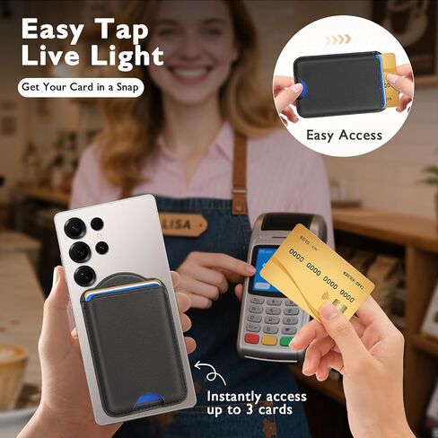 Compatible with Magsafe Wallet Magnetic Card Holder - Phone Wallet for Samsung Galaxy S25 Series,for iPhone 17/16/15/14/13/12 Series for Women Men for Apple Mag RFID Magnet Fit 3 Cards,Black in Saudi Arabia