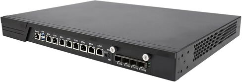 HUNSN 1U Firewall Appliance، OPNsense، Untangle، Sophos، Kerio، VPN، Network Rackmount، I5 7500، RJ10، 8 x I211 LAN، 4 x SFP+ 10GbE X710، 0 RAM، 0 تخزين، Barebone بدون نظام in Kuwait