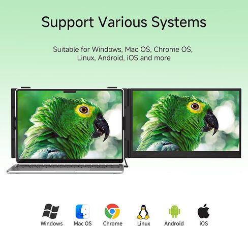 Laptop Screen Extender Monitor, 15.3" 16:10 IPS 100% sRGB Portable Travel Monitor for Laptop, FHD 1200P External Display Screen, Dual Screen Attachment Plug & Play for Mac Windows in Saudi Arabia