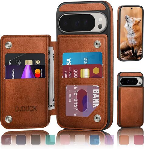 DJDUCK Designed for Google Pixel 10 Pro XL Case Wallet with Card Holder, [Magnetic Clasp Cover] [RFID Blocking Leather Protection] Shockproof Women Men Cases for Pixel 10 Pro XL Light Brown in Saudi Arabia