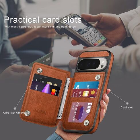 DJDUCK Designed for Google Pixel 10 Pro XL Case Wallet with Card Holder, [Magnetic Clasp Cover] [RFID Blocking Leather Protection] Shockproof Women Men Cases for Pixel 10 Pro XL Light Brown in Saudi Arabia