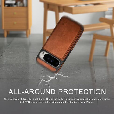DJDUCK Designed for Google Pixel 10 Pro XL Case Wallet with Card Holder, [Magnetic Clasp Cover] [RFID Blocking Leather Protection] Shockproof Women Men Cases for Pixel 10 Pro XL Light Brown in Saudi Arabia