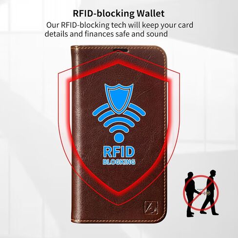 Belemay Leather Wallet Case Compatible with iPhone 17 Pro Max, Premium Cowhide Leather Two-Tone Effect, RFID Blocking Card Holders, Shockproof TPU Shell, Kickstand, Protective Flip Cover, 6.9", Brown in Saudi Arabia