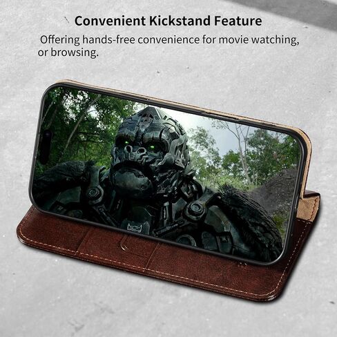 Belemay Leather Wallet Case Compatible with iPhone 17 Pro Max, Premium Cowhide Leather Two-Tone Effect, RFID Blocking Card Holders, Shockproof TPU Shell, Kickstand, Protective Flip Cover, 6.9", Brown in Saudi Arabia
