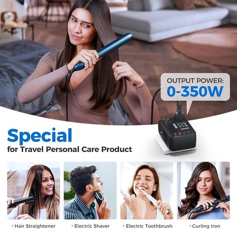 DOACE Voltage Converter US to Europe - 220V to 110V Converter for European Travel, Power Converter Adapter Combo with PD Chargers for Hair Straightener Shaver Toothbrush CPAP Camera Cell Phone in Kuwait