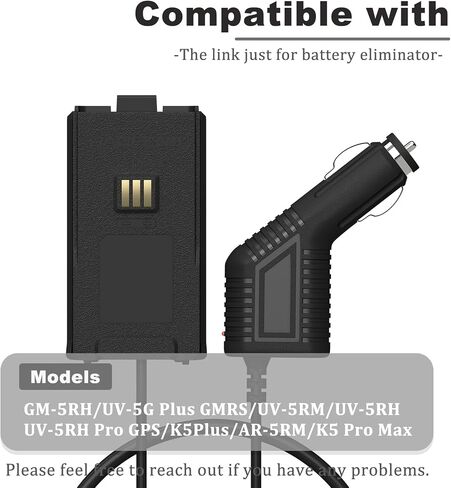 2 Pack BAOFENG UV-5RH Pro GPS Battery Eliminator Car Charger 12-24V for GM-5RH GMRS Radio Replacement K5Plus Two Way Radio Battery in Saudi Arabia