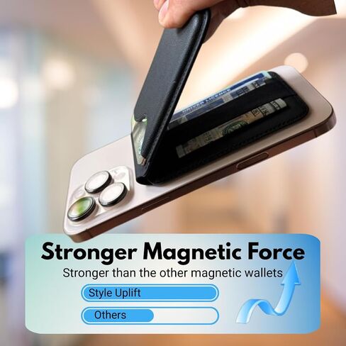 محفظة مغناطيسية رفيعة للغاية متوافقة مع أغطية MagSafe وسلسلة iPhone 17/16/15/14/13/12، حامل 6 بطاقات، محفظة نحيفة من الجلد النباتي in Saudi Arabia