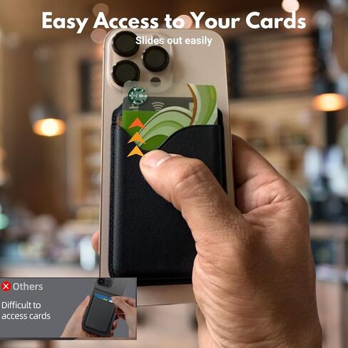 محفظة مغناطيسية رفيعة للغاية متوافقة مع أغطية MagSafe وسلسلة iPhone 17/16/15/14/13/12، حامل 6 بطاقات، محفظة نحيفة من الجلد النباتي in Saudi Arabia