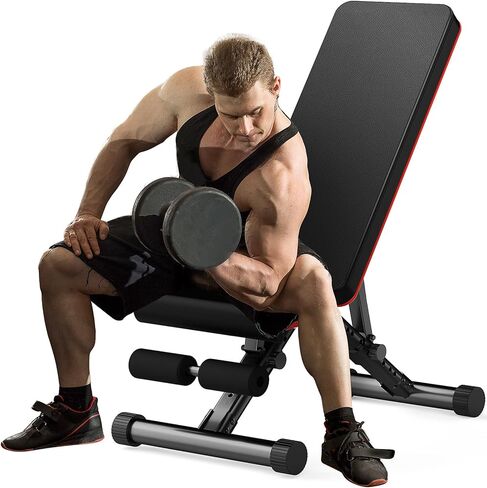 Sweetcrispy Adjustable Weight Bench for Home Gym, Foldable Incline Workout Bench Press with 795 LBS Weight Capacity, Strength Training Fitness Equipment for Full Body Exercise in Saudi Arabia