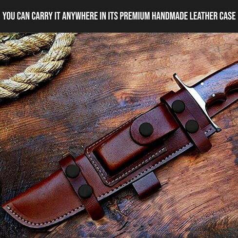 BIGCAT ROAR Patriot - Handmade Damascus Steel Fixed Blade Hunting Knife 14" - Walnut Wood Handle & Leather Sheath - Bushcraft Outdoor Camp & Survival Long EDC Knife - Collector Gifts for Men in Saudi Arabia