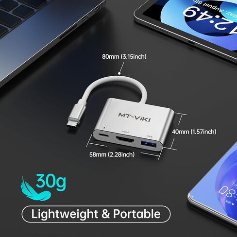 MT-VIKI 4K60HZ USB C Splitter Type-C on Dual HDMI Adapter 4 in 1 Supports W/PD 100W Charging Compatible for Windows MacBook etc. with USB 2.0 in Saudi Arabia