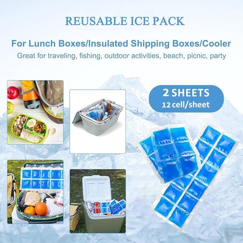 Flexible Ice Sheet 2-Pack - 4.9x13.4 Inch Reusable Freezer Packs for Lunch Box, Cooler, & Bags - Stay Flexible When Frozen, BPA Free, No Leak Gel Ice Packs for Food, Drinks, Work, BBQ, Camping in Saudi Arabia