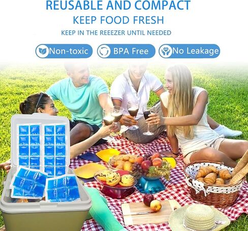 Flexible Ice Sheet 2-Pack - 4.9x13.4 Inch Reusable Freezer Packs for Lunch Box, Cooler, & Bags - Stay Flexible When Frozen, BPA Free, No Leak Gel Ice Packs for Food, Drinks, Work, BBQ, Camping in Saudi Arabia