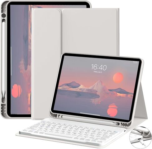 حافظة لوحة المفاتيح لجهاز iPad (A16) الجيل الحادي عشر مقاس 11 بوصة 2025 والآيباد الجيل العاشر 10.9 بوصة 2022 مع حامل | لوحة مفاتيح بلوتوث لاسلكية قابلة للفصل | غلاف خلفي ناعم من مادة TPU | النوم/الاستيقاظ التلقائي (رمادي) in Kuwait