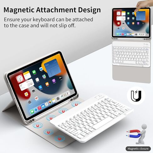 حافظة لوحة المفاتيح لجهاز iPad (A16) الجيل الحادي عشر مقاس 11 بوصة 2025 والآيباد الجيل العاشر 10.9 بوصة 2022 مع حامل | لوحة مفاتيح بلوتوث لاسلكية قابلة للفصل | غلاف خلفي ناعم من مادة TPU | النوم/الاستيقاظ التلقائي (رمادي) in Kuwait
