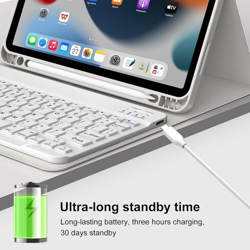 حافظة لوحة المفاتيح لجهاز iPad (A16) الجيل الحادي عشر مقاس 11 بوصة 2025 والآيباد الجيل العاشر 10.9 بوصة 2022 مع حامل | لوحة مفاتيح بلوتوث لاسلكية قابلة للفصل | غلاف خلفي ناعم من مادة TPU | النوم/الاستيقاظ التلقائي (رمادي) in Kuwait